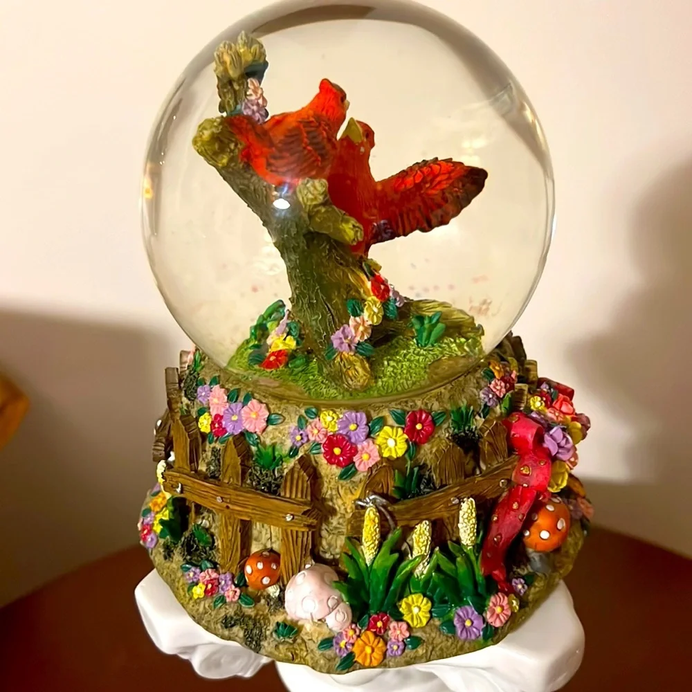 Musical Globe with Cardinal Birds. Everything Is Beautiful!
